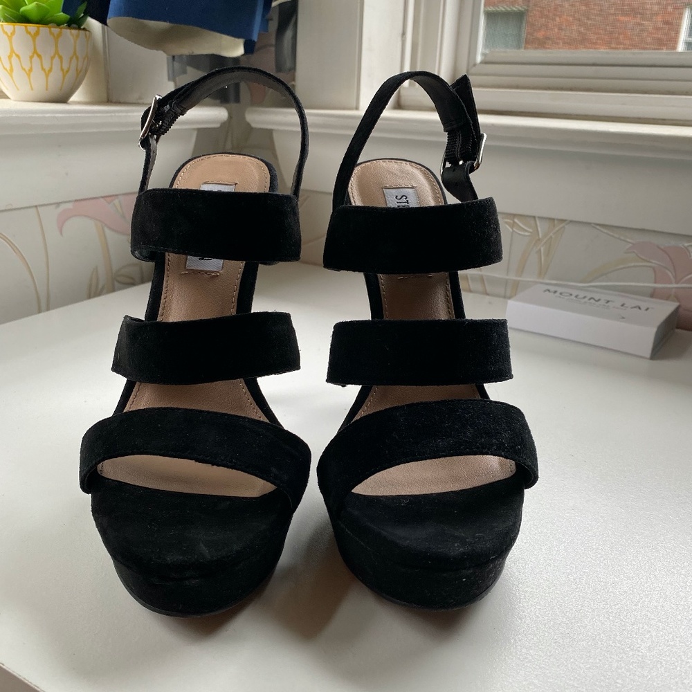 Steve Madden "Glam" Black Suede Platform Heel